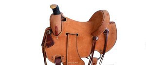 Western Roping Ranch Horse Saddle Smart Carbon Fiber Tree Plastic con estribos cubiertos de cuero Long Riding Leather Horse Saddle - Product Image 2