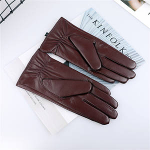 Guantes de invierno para mujer de cuero marrón perforado-Accesorios de moda para ciclismo de uso diario e informal de alta calidad - Product Image 4