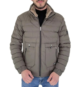 Custom Apparels OEM Men's puffer <b>jacket</b> ,<b>Varsity</b> <b>Jacket</b> Button Winter Casual for Spring <b>Plain</b> Dyed Woven Fabric Zipper <b>jacket</b> - Product Image 5