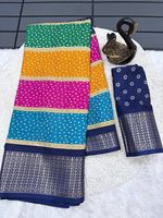 Saree Modern Wanita Bahan Kain Baru dengan Bordir Jacquard Tebal, Cetakan Batik Cantik, Bahan Daur Ulang, Anti Kusut untuk Pesta