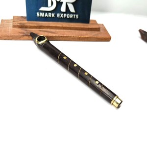 Pipe à fumer longue en bois faite à la main de style vintage avec anneau en laiton, pipe à tabac élégante pour collectionneurs - Product Image 6