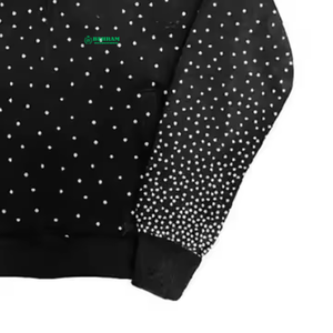 Venta al por mayor Hombres Chándales Servicio OEM Personalizado Logo Diseño Algodón Hombres Chándales Shine Stone Zip Up Sudadera con capucha Pantalón acampanado 2 piezas - Product Image 5