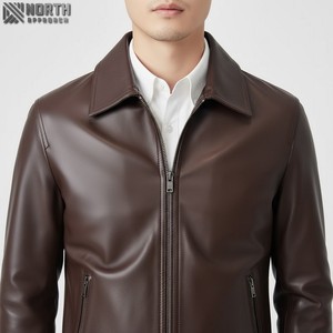 Veste en cuir pour hommes de haute qualité 2025 100% Original Hide avec veste en cuir sur mesure élégante pour hommes Blouson aviateur personnalisé - Product Image 4