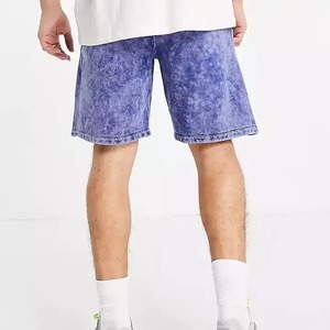 Shorts décontractés pour hommes 2023 en toile unie délavée à l'acide, avec cordon de serrage, taille élastique, respirants, pour l'été, avec poches - Product Image 5