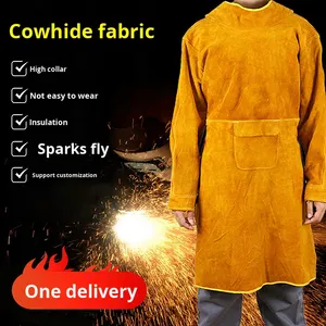 Overol de Trabajo de Cuero Vacuno de Una Pieza para Soldadores, Resistente al Desgaste, Aislado, con Delantal de Seguridad - Product Image 4