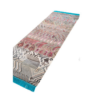 Tapis géométrique noué à la main en laine et soie de bambou Manchaha, rectangulaire, épaisseur 10 mm, pour salon, couloir - Les-635 en gris et noir - Product Image 2