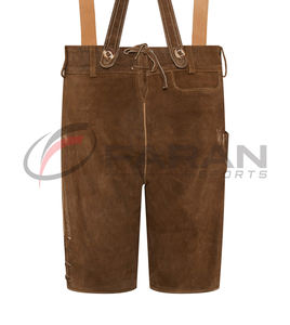 Cuir de vachette véritable Lederhosen personnalisé pour les hommes Brodé sur mesure Short Length Lederhosen Men Brown Color Tan Leather - Product Image 6
