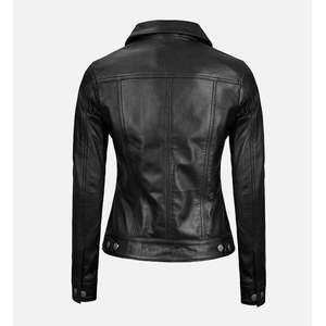 Chaqueta Bomber Reversible de Piel de Oveja Negra para Mujer con Flecos de Perlas y Logotipo Personalizado - Sostenible 3XL - Product Image 5