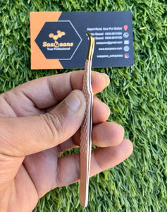 Pince à cils Beige personnalisée de haute qualité avec pointe en fibre d'acier inoxydable outils de cils de marque privée - Product Image 6