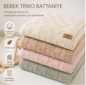 Wholesale Baby Knitted Blankets Soft Breathable Cotton Cable Knit Infant Nursery Receiving Blanket Supplier From Denizli Turkey - Product Image 2