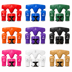Brand New Professional Fly Leather Boxing Gloves Head <b>Groin</b> <b>Protector</b> Set Breathable Durable Eco-Friendly Custom Brand Green - Product Image 5