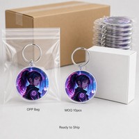 Porte-clés en acrylique transparent imprimé UV personnalisé, style cyberpunk néon anime, breloque de sac en acrylique, vente en gros, OEM