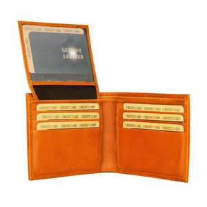 Vente en gros de portefeuille en cuir véritable de qualité supérieure pour hommes porte-monnaie RFID court avec logo et design personnalisés - Product Image 4