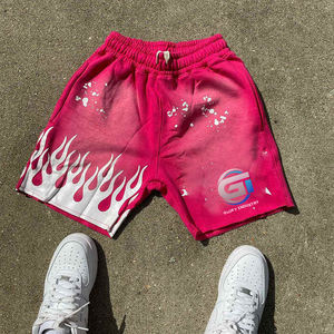 Pantalones cortos lavados para hombre con logotipo de Puff personalizado, pantalones de chándal lavados con ácido, pantalones cortos lavados de algodón pesado para hombre - Product Image 2