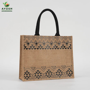 Bolsas de compras reutilizables personalizadas con logotipo, hechas de yute 100% ecológico para compras y viajes. - Product Image 6