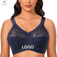 Soutien-gorge de sport sans fil ultra-fin pour femme, minimisant, non doublé, couvrant entièrement la poitrine, en dentelle respirante, grande taille, simple, maintien moyen