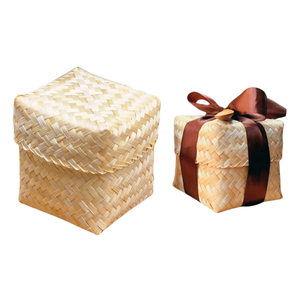 Unique BAMBOO <b>BASKETS</b> Rustic Style for Gift Packaging & Seasonal Decor Wedding with Bow for Elegant Wedding Gifts - Product Image 1