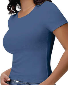 เสื้อยืดผู้ชายถักอย่างมีสไตล์เสื้อยืดแขนสั้นสำหรับผู้หญิงสวมใส่สบายสวมใส่สบายมีรายละเอียดผ้าปักลวดลาย - Product Image 4