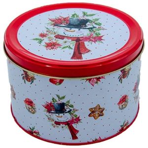 Kontensan EF144A3 2.5L Boîte métallique ronde rouge Snowman 175x110mm pour l'artisanat destinée aux artistes et aux amateurs - Product Image 3