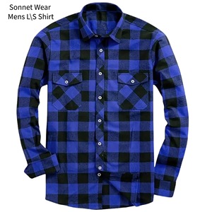 Mens Purple Black Plaid Long Sleeve <b>Flannel</b> Shirt Casual Turn-down Collar Full Sleeve Autumn Wear - Product Image 4