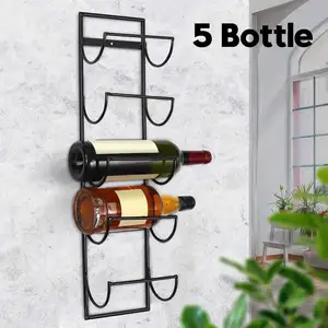 Desain terbaru rak anggur rak dinding logam terpasang rak anggur pemegang buatan tangan dekorasi meja