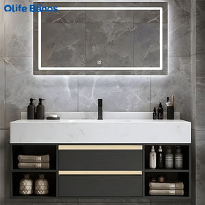Armoire <span class=keywords><strong>de</strong></span> <span class=keywords><strong>salle</strong></span> <span class=keywords><strong>de</strong></span> bain en pierre frittée murale <span class=keywords><strong>de</strong></span> style luxe moderne plaque <span class=keywords><strong>de</strong></span> roche cintrage à chaud bassin monobloc boîtier <span class=keywords><strong>de</strong></span> <span class=keywords><strong>miroir</strong></span> intelligent - Product Image 2