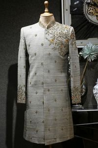 NEW--BEAUTIFUL EMBROIDERY on SHERWANI WITH RAW SILK FABRIC & ALSO MATCHING SHOE WITH DRESS for PARTY-WEAR/WEDDING @ 2023 - Product Image 2