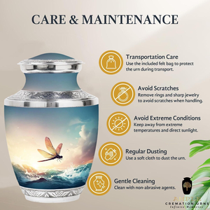 Honey Bee, urna de cremación hecha a mano, urna conmemorativa de aluminio recubierta de Meena Premium, grabado a prueba de fugas, Tributo digno - Product Image 2