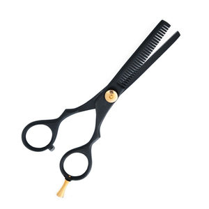 Tijeras negras para adelgazar el cabello de peluquero de 6,5 \ ", cuchillas afiladas duraderas de acero inoxidable, tijeras para adelgazar el cabello de metal de belleza - Product Image 2