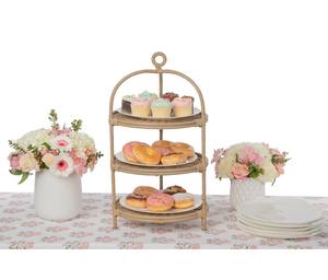 Élégant support à gâteau en rotin à trois étages pour les célébrations d'anniversaire, les événements sur la plage, les collations de cuisine et la présentation de table en provenance d'Inde - Product Image 2