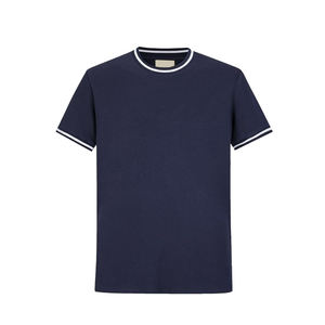 Camisetas de Cuello Redondo Acanalado Azul Marino Premium de Corte Ajustado para Hombre, Tejido de Algodón 100% de Alto Gramaje, Manga Corta, Casual, las Más Vendidas de 2026 - Product Image 1