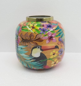 Florero de metal de diseño clásico, calcomanía esmaltada con acabado para el hogar y la boda, hecha a mano Decoración de mesa, personalizada a granel - Product Image 4