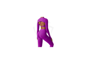 Conjunto de Yoga para Mujer, Manga Larga, Ajustado, Ropa Deportiva, Cintura Alta, Transpirable, Talla Grande, Antibacteriano - Product Image 2