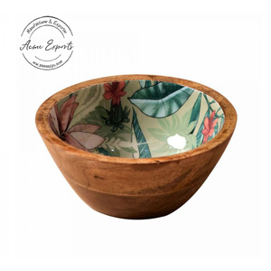 ชามไม้ทำด้วยมือพร้อมลายพิมพ์เซรามิกภายในเหมาะสำหรับการเสิร์ฟของว่างมีสไตล์ทนทานเหมาะสำหรับการตกแต่งห้องรับประทานอาหารที่ทันสมัย - Product Image 5