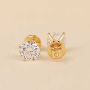 Boucles d'oreilles solitaires en diamant de laboratoire écologiques, bijoux de luxe durables - Product Image 4