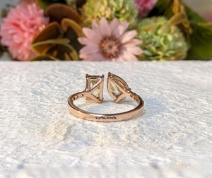 Lurba Jewels 18K Solid Gold Pear & Emerald Cut Lab Grown Diamond Engagement Ring IGI Certified Luxury Women's Wedding Party Gift - Product Image 6