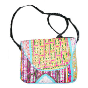 Banjara Bohemia unisex bolso de mano vintage étnico indio de moda patrón geométrico bordado borla Cum Sling algodón - Product Image 5