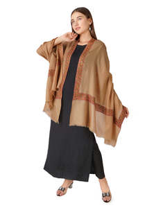 Qualité supérieure femmes hiver tenue décontracté Long Pashmina châle couleurs unies brodé cachemire laine Style ethnique écharpe châle - Product Image 4