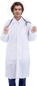 Vaslcare Blouse de laboratoire professionnelle en poly coton pleine longueur pour hommes et femmes docteur blanc avec fermeture à pression en toile - Product Image 5