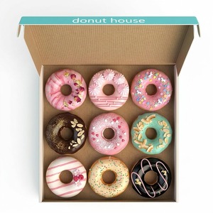 Vente en gros de boîte d'emballage biodégradable pour bouffée de dessert beignet avec logo personnalisé boîte de papier pour beignet avec anneau rempli glacé de <span class=keywords><strong>boulangerie</strong></span> - Product Image 4