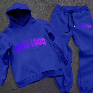 Ensemble survêtement homme en coton 100% surdimensionné avec sweat à capuche à fermeture éclair imprimé et strass, pantalon de survêtement, lavage à l'acide, fabrication sur mesure - Product Image 2