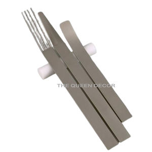 Cubiertos pulidos brillantes de forma única de Metal de acero inoxidable más vendidos, artículos de cena de lujo de acero con espejo, acento de cocina - Product Image 2