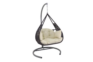 Handmade Modern UV Incir Makrame Hotel Outdoor Wicker Garden Patio Swings Hanging <b>Egg</b> Swing Chair with Metal Stand - Product Image 2