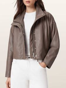 เสื้อแจ็คเก็ตหนังแท้สำหรับผู้หญิง คอสูง ระบายอากาศได้ดี ซับในผ้าฝ้าย คอทรงกรวย ทรงหลวม ใส่สบาย เหมาะสำหรับฤดูหนาว ของขวัญ - Product Image 6