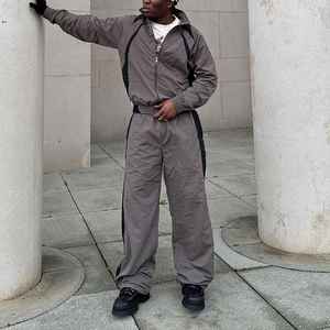 ชุดวอร์ม 2 ชิ้น ผ้าไนลอนริปสต็อป ซิป แจ็คเก็ตกันลมน้ำหนักเบา กางเกงขายาว ชุดออกกำลังกายสำหรับผู้ชาย - Product Image 5