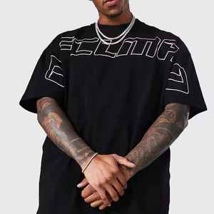 T-shirts personnalisés en coton 100% épais pour hommes Style Streetwear surdimensionné à épaules tombantes 260 grammes tissé livraison directe t-shirt vierge - Product Image 1