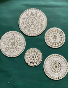 Espejo indio arte de barro decoración de pared de madera pintura enmarcada de lujo sala de estar Oficina jarrón colgante Beige madera blanca cuerda disponible - Product Image 4