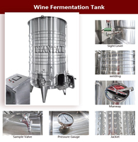 Cuves de fermentation de vin rondes carrées de 6000 L, à paroi simple/double de 2 mm/3 mm, avec chemise de refroidissement (bande/serpentin)