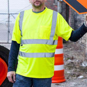 Camisetas de Trabajo para Hombre, Transpirables, Reflectantes, Ligeras, Certificadas CE, de Alta Visibilidad, para Trabajo Industrial y al Aire Libre, de Poliéster - Product Image 5