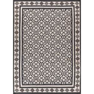 Alhambra Ivory - Alfombras de lana planas tejidas a mano con diseño geométrico de diamantes y rectángulos, alfombras de yute para el hogar, para la mesita de noche, ADWL-13160 - Product Image 1